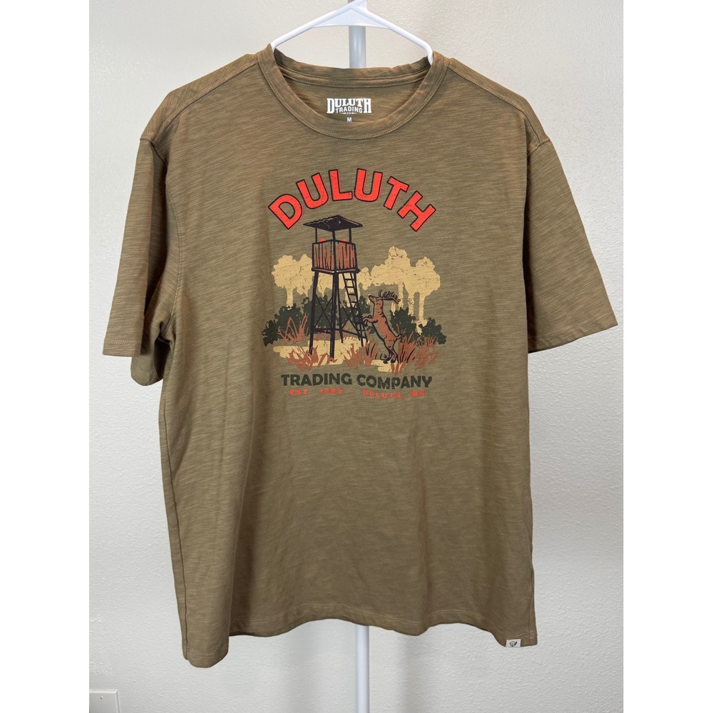 Duluth Trading Co Mens Brown Deer Hunting Graphic Slub T-Shirt Size M Standard